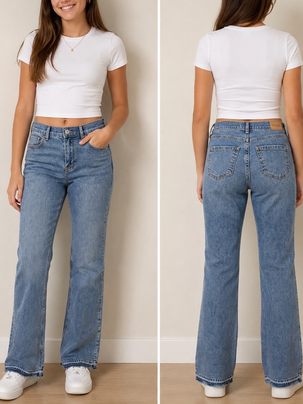 Abercrombie Kids Girls High Rise Flare Jeans Size 14/15 Light Wash